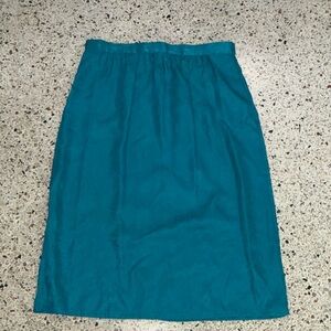 100% silk Geoffrey Craig Petites turquoise paisley skirt 8 P back zip